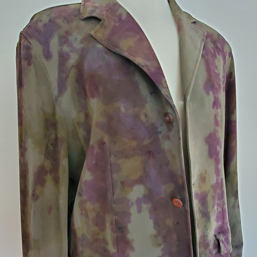Tommy Bahama silk Blazer sport coat green brown Medium large camo painted black - Picture 2 of 14